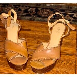 MICHAEL KORS  platform heels WOMENS size 9 Tan LEATHER